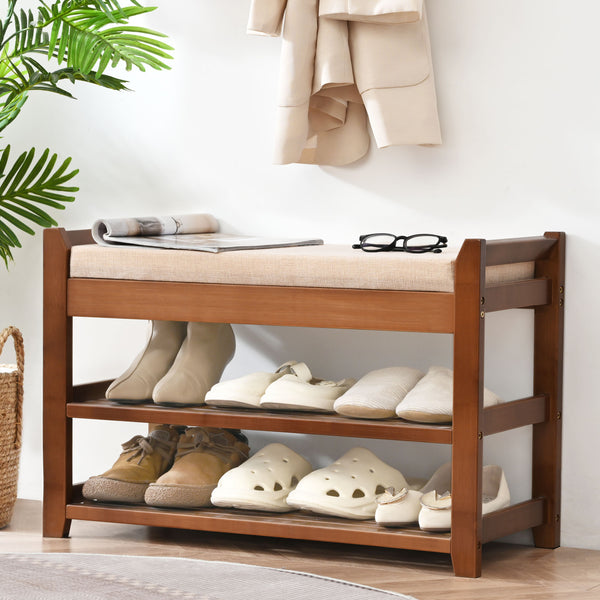 Shoe Rack Bench with Cushion
