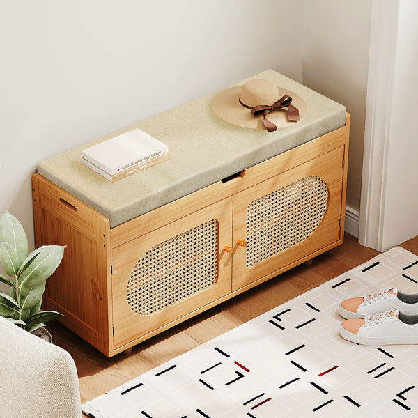 Rattan Shoe Storage Bench