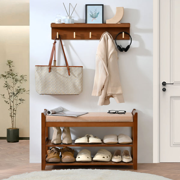 28” Entryway Bench with Coat Rack